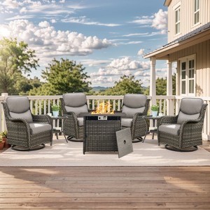 Gymojoy  Outdoor 5 Inch Gliders Chairs with Fire Pit Table Patio Funiture - 1 of 4