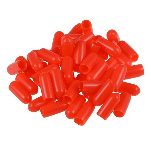 Unique Bargains Rubber Vinyl Round Tube Bolt Thread Protectors End Caps Cover Red 50 Pcs - 1 of 4