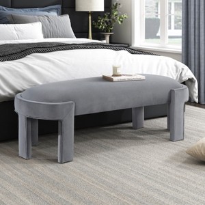 Sapphtopaz Modern Ottoman Bench with Velvet Upholstered Oval Vanity Stool with Sturdy Frame Comfy End of Bed Bench for Living Room, Entryway - 1 of 4