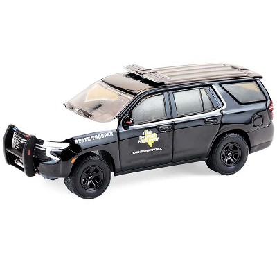 2024 Chevrolet Tahoe Police Pursuit Vehicle "Texas Highway Patrol" Black with White Hood 1/64 Diecast Model Cars by Greenlight