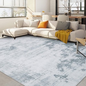 Area Rug Washable Rug for Living Room Bedroom, Distressed Contemporary Modern Abstract Rug Low Pile Carpet - 1 of 4