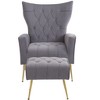 CAVINAS Accent Chair and Ottoman Sets, Modern Living Room Chair with Arm and Footstool, Velvet Reading Chair for Living Room, Bedroom, Office - 3 of 4