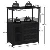 homfan Wine Bar Cabinet with Drawer and Storage Shelves, Bar Cabinet with Glass Holder, Small Sideboard and Buffet Mesh Door for Liquor and Glasses - 2 of 4