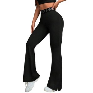 Coolmee Women's Leggings Casual Soft High Waist Gym Athletic Workout Long Bootcut Yoga Pants - 1 of 4