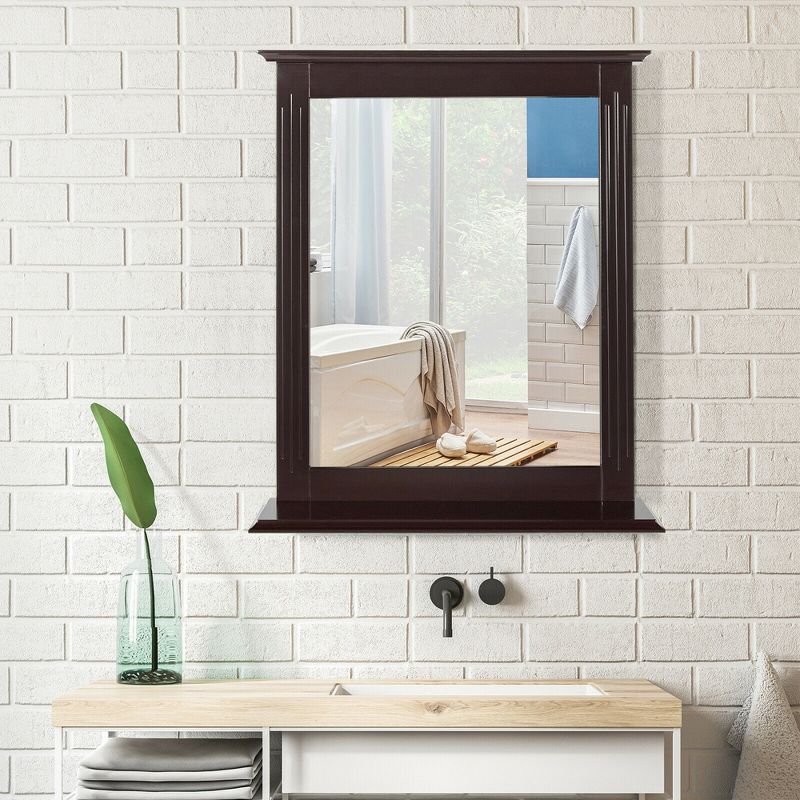 Costway Bathroom Wall-Mounted Mirror W/Shelf Vanity Makeup Mirror Multipurpose, 2 of 10