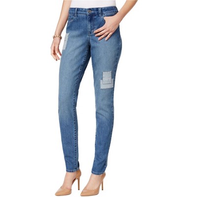 Style & Co. Womens Striped Patched Skinny Fit Jeans