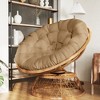 Bigget Steel Swivel Wicker Outdoor Patio Papasan Lounge Egg Chair, Tan - 2 of 4