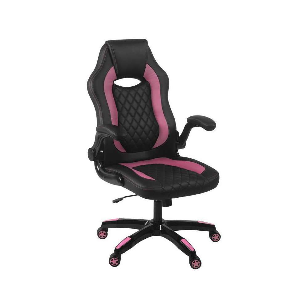 AON Archeus Ergonomic Gaming Chair Black/Pink: Swivel, Adjustable Arms, Vinyl Upholstery, 300 lbs Capacity