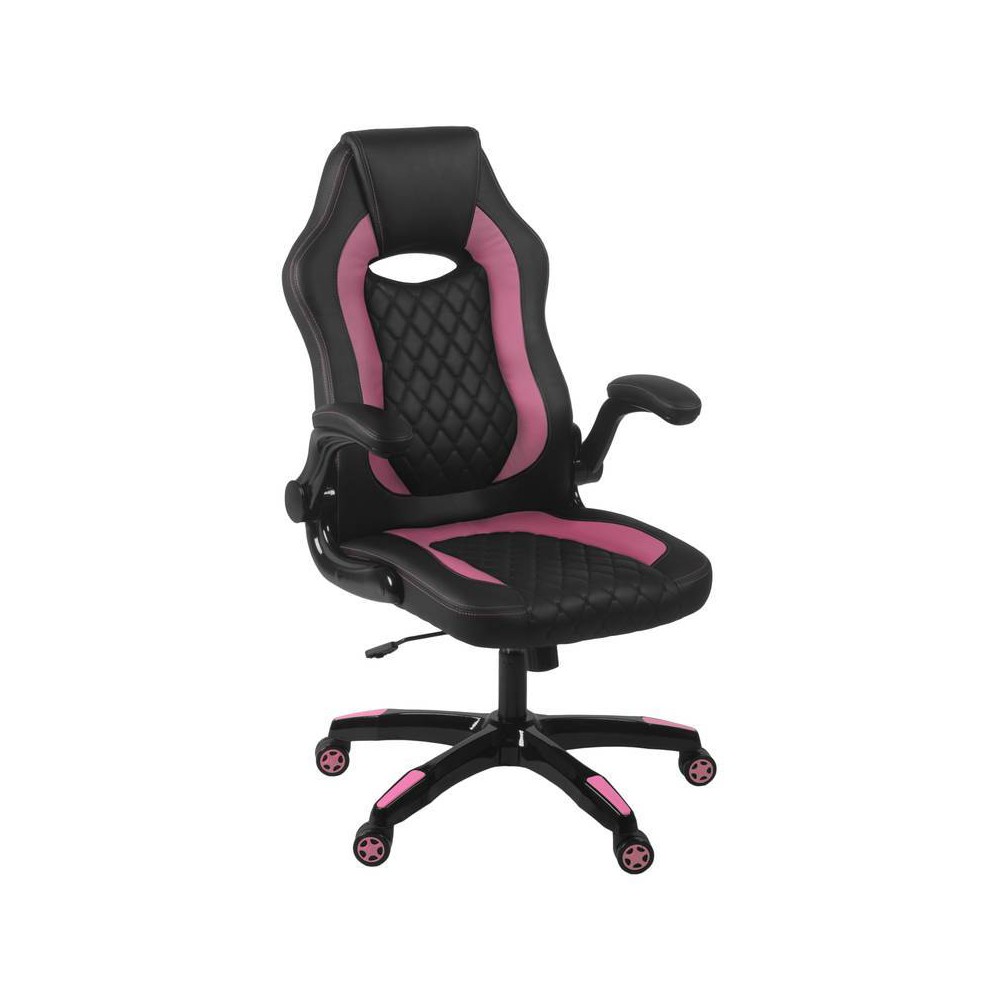 Photos - Computer Chair AON Archeus Ergonomic Gaming Chair Black/Pink: Swivel, Adjustable Arms, Vinyl Upholstery, 300 lbs Capacity