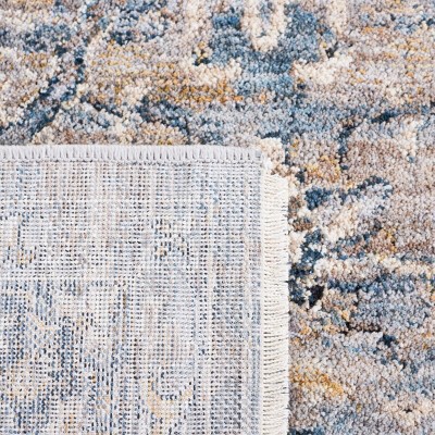 Valencia Blue and Gold Hand-Knotted Square Area Rug