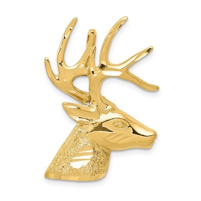 Black Bow Jewelry 14k Yellow Gold Deer Buck Head Pendant