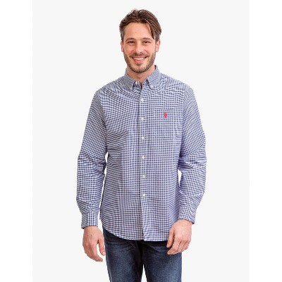 U.S. Polo Assn. Men's Gingam Slub Poplin Long Sleeve Button Down Shirt