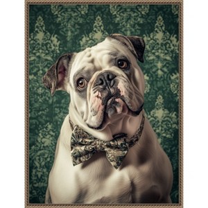 Amanti Art The Gentleman Bulldog by Mowzu  Framed Canvas Wall Art - 1 of 4