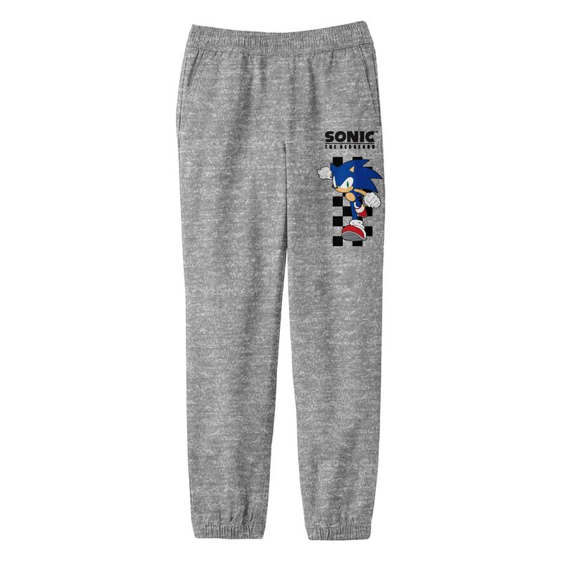Sonic the Hedgehog Video Game Checkered Graphic Youth Boys Heather Grey Sweatpants, 1 of 2