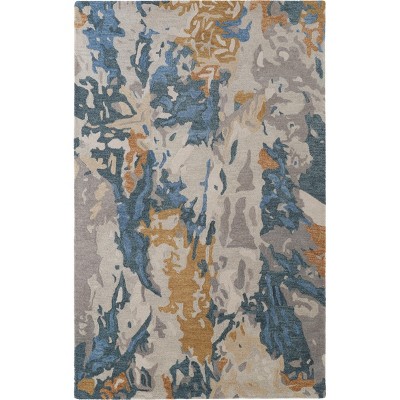 Everley Modern Abstract Gray/Blue/Gold Area Rug