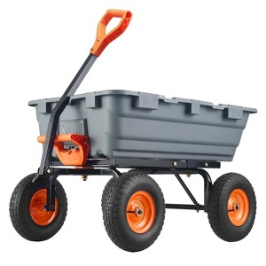 Heavy Duty Yard Cart - 800Lbs Capacity 4-Wheel Wheelbarrow w/10in All-Terrain Tires, 180 Rotating Handle (Gray) - 1 of 4