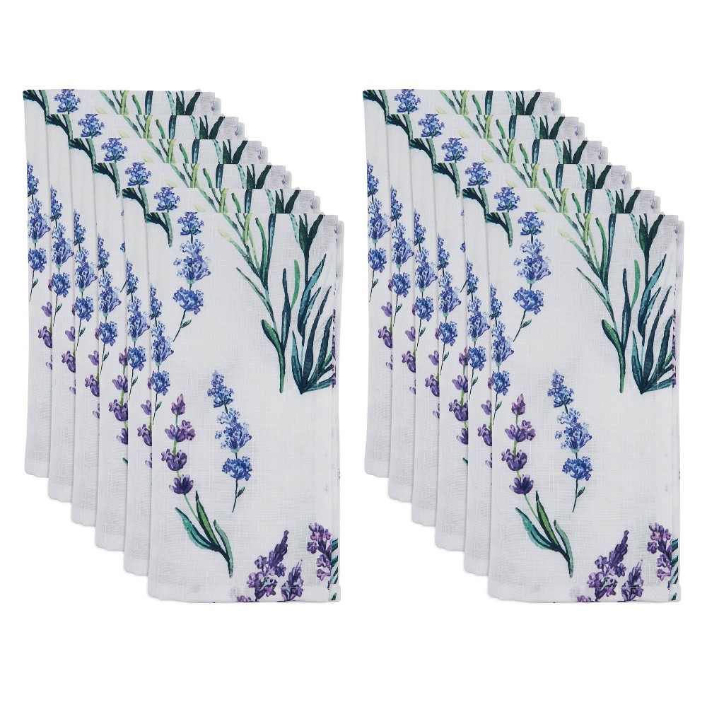 Photos - Tablecloth / Napkin 12pk Polyester Lavender Print Table Napkins - Saro Lifestyle