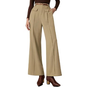 Clearlove Women's High - Waisted Belted Pants: Pleated Front & Elastic Back for Work & Casual - 1 of 4