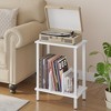 MOEPISY 2-Tier Record Player Stand Vinyl Record Turntable Stand with Storage up to 100 Albums, White - 2 of 4