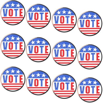 Juvale 12 Pack VOTE Enamel Lapel Pin Set, American Flag Brooch for Election Day, Patriotic Party Favors & Gifts