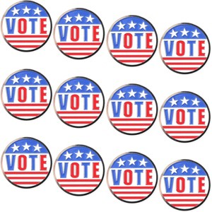 Juvale 12 Pack VOTE Enamel Lapel Pin Set, American Flag Brooch for Election Day, Patriotic Party Favors & Gifts - 1 of 4