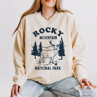 Simply Sage Market Women's Lightweight Garment Dyed Graphic Sweatshirt Rocky Mountain National Park