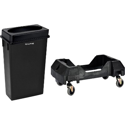 Black 23-Gallon Plastic Commercial Trash Can with Dolly