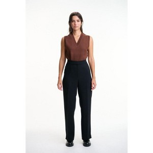 Lafidi Women’s High-Rise Straight Leg Pants – Elastic Waistband Work Trousers with Slash Pockets, Tailored Look - 1 of 4