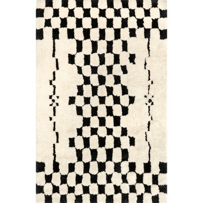 Nuloom Nathalie Modern Checkered Shag Indoor Area Rug 8x10, Ivory