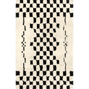 Nuloom Nathalie Modern Checkered Shag Indoor Area Rug 8x10, Ivory - 1 of 4