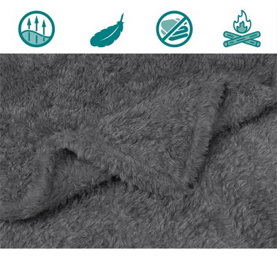 Large Charcoal Faux Shearling Dog Blanket