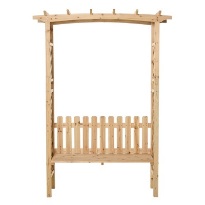 Natural Fir Wood Garden Arbor Arch with Bench for Climbing Plants