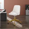 VECELO Velvet Accent Chair Ergonomic Swivel Office Desk Chair Vanity Chair with Golden Base & Adjustable Height Pink/White - 3 of 4