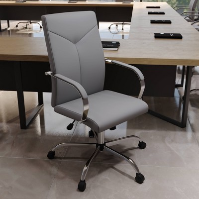Sonora High-Back Executive Leather Swivel Chair in Gray