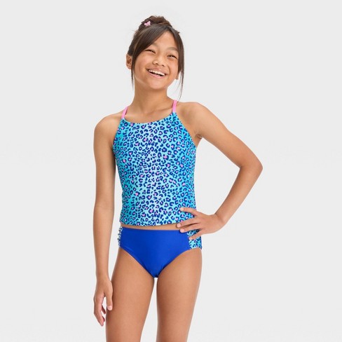 Girls' Leopard Spot Printed Tankini Set - Cat & Jack™ Blue XS