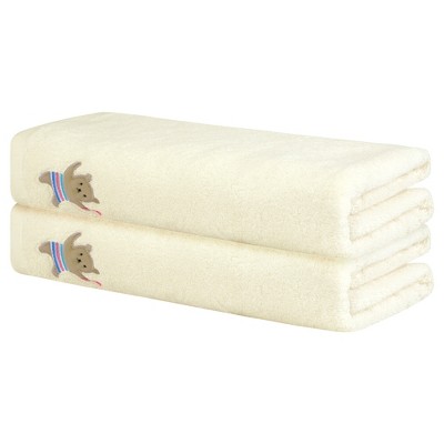Unique Bargains Cotton Absorbent Quick Dry Lightweight Large Bath Towels 2 Packs