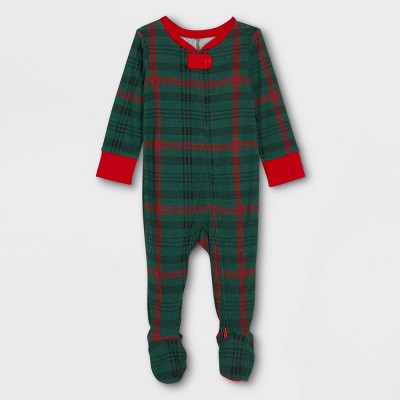 Baby Tartan Plaid Union Suit Dark Green/Red - Hearth & Hand™ with Magnolia 3-6M