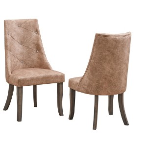 Kings Brand Furniture Elmer Crystal-Tufted Upholstered Fabric Dining Room Chairs, Set of 2 - 1 of 3