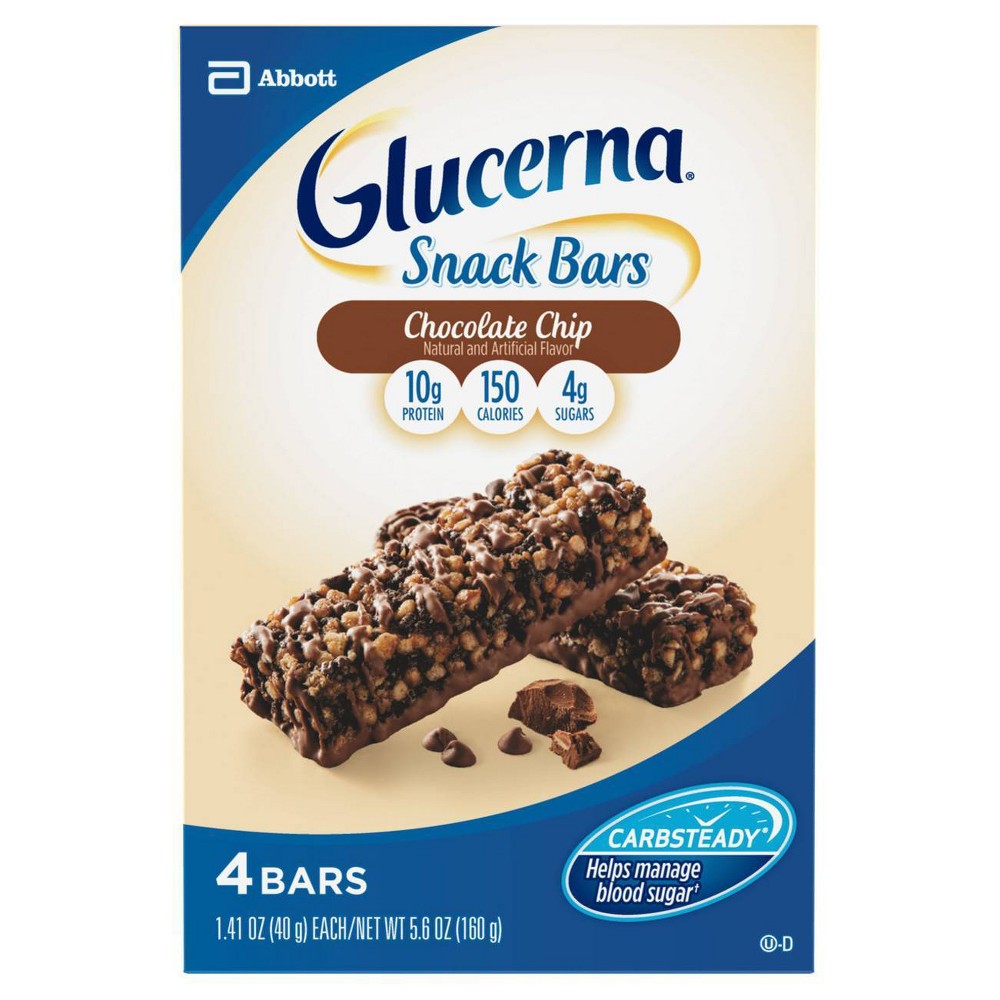 UPC 070074620763 product image for Glucerna Snack Bars Chocolate Chip Bars - 4pk, Adult Unisex | upcitemdb.com