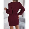 Coolmee Womens Sweater Dress Long Sleeve Sexy Cut Out Bodycon Mini Fall Dress Fashion Ribbed Ladies Sweater Dress - 4 of 4