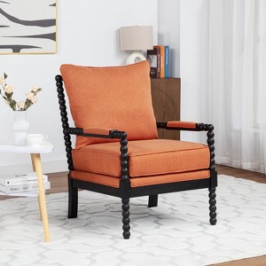 SEYNAR Mid Century Boucle Uplostered Wood Accent Armchair with Cushion - 1 of 4