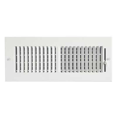 White Metal 4x12 Air Vent Register with Damper