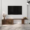 POVISON Modern Wood Extendable TV Stand, Minimalist Slatted Entertainment Center, Cabinet with Removable Shelves, 78.74”，Walnut - 2 of 4