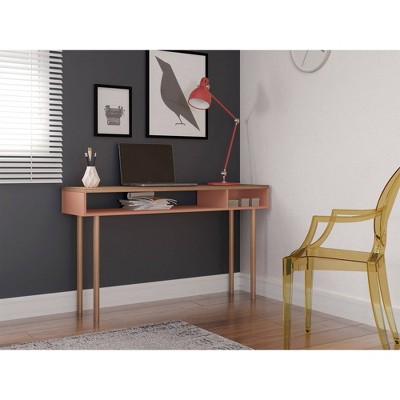 Windsor 48" Ceramic Pink and Nature Wood Console Table with Storage