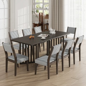 9-Piece Dining Set for 8,Walnut Rectangular Extendable Dining Table  with Upholstered Armless Kitchen Chairs for Dining Room,Farmhouse-Tanpinhause - 1 of 4