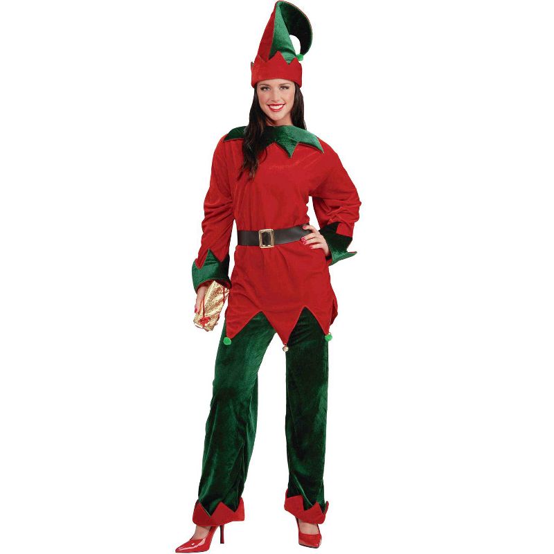 Forum Novelties Helper Elf Adult Costume, X-Large, Red, 1 of 3