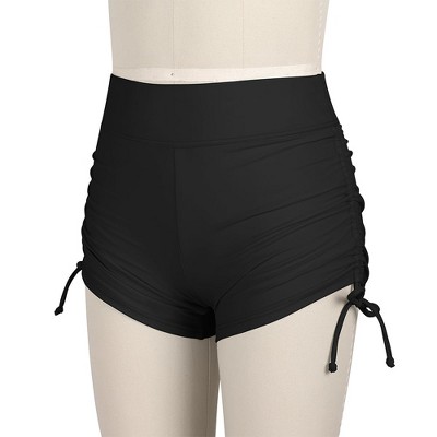 Charmo Girls High Waist Ruched Side Drawstring Swim Shorts Comfortable Coverage Swimming Bottom Black 15-16 Years — фото 5