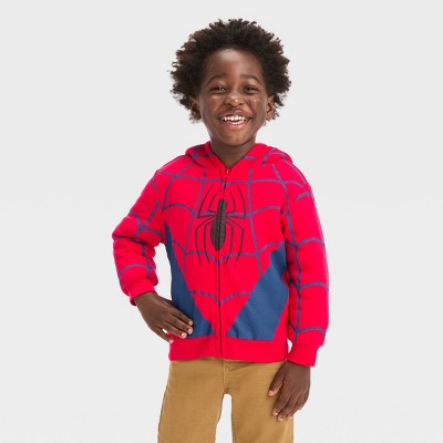 Image of Toddler Boys' Marvel Spider-Man Printed Zip-Up Sweatshirt - Red 3T