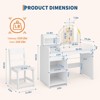 Kids Vanity Table and Chair Set with Mirror and Lights, Drawer and Open Storage Shelves, Wooden Dressing Table for Little Girls - 3 of 4