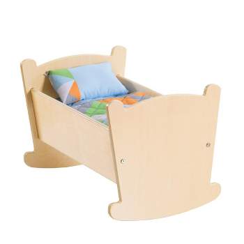 Kaplan Early Learning Wooden Doll Cradle with Pillow and Blanket Bedding